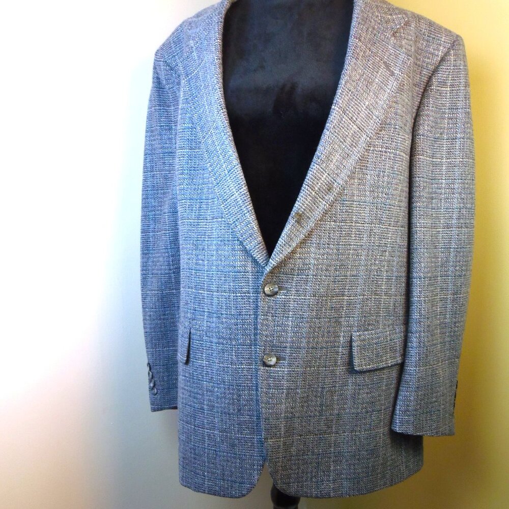 Vintage Hart Schaffner & Marx 100% Wool Blue Tone Tweed Sports Jacket Coat
